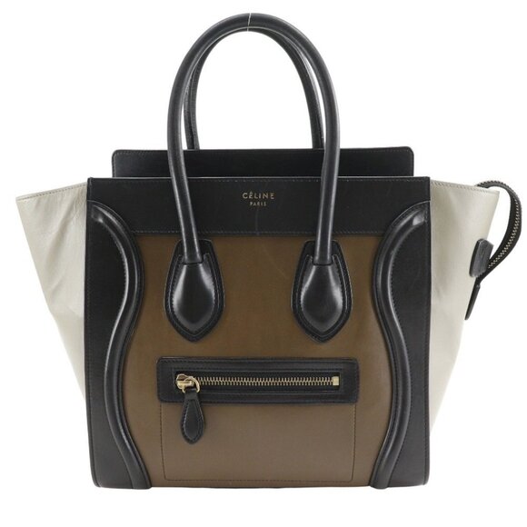 CELINE Luggage micro shopper Handbag Brown Calfskin Women - Picture 1 of 13